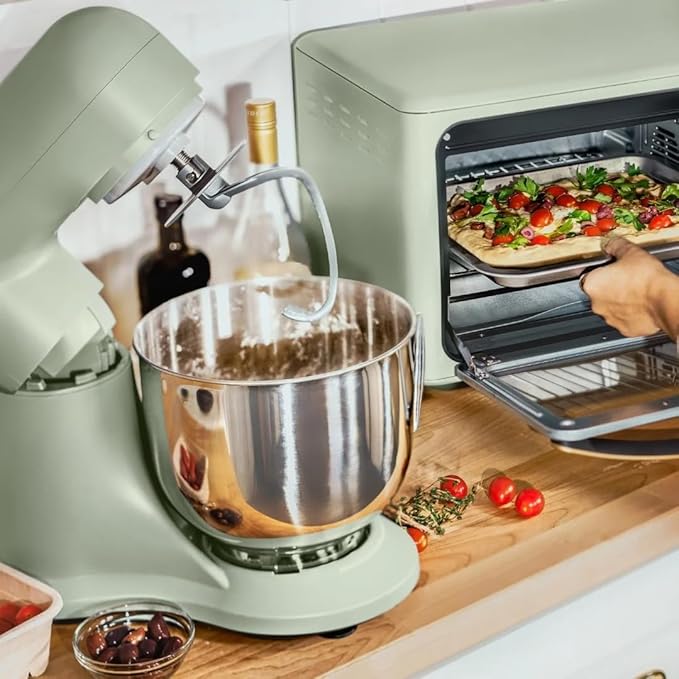 Beautiful 5.3 QT Stand Mixer w/Tilt-Head Design, Stainless Bowl, 300-Watt Power, 12-Speed Control, Includes Beater, Dough Hook, Whisk, Splash Shield (Sage Green)