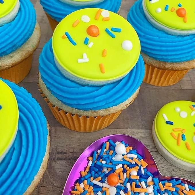 Sprinkles for Cake Decorating Edible Cake Decorations Fancy Orange Sprinkles & Blue Sprinkle for Cupcake Decorations Ice Cream Toppings, Cake Decorations Edible Cake Sprinkle for Cupcake Decorating