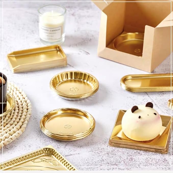 3 Inches Mini Cake Boards stands Rounds 100pcs/pack, Disposable Gold Mousse Cake Circle pans with Coated Greaseproof Base Perfect for Cake Decorating for Dessert,Wedding, Birthday, Party, Home