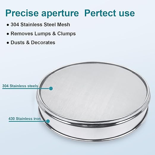 304 Stainless Steel Lab Sieve Screen Mesh, 120 Mesh (0.125mm) Aperture Test Sieve, 12Inch(30cm) Diameter Economy Standard Analysis Sample Test Sieves for Industrial Laboratory Homes