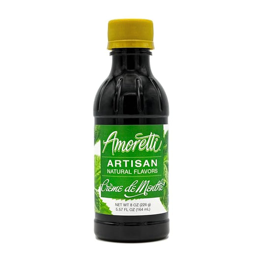 Amoretti - Natural Creme De Menthe Artisan Flavor Paste, 8 oz, Perfect For Ice Cream, Beverages, Cakes, and more, Preservative Free, Vegan, Gluten Free, No Artificial Sweeteners, Highly Concentrated