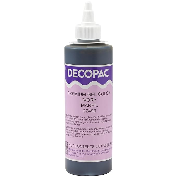 DECOPAC Premium Gel Food Color, Edible Coloring For Use with Buttercream or Whipped Icing, Fondant & Piping Gel, Highly Concentrated Gel, 8oz - Ivory