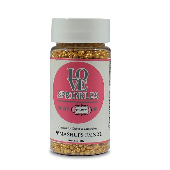Confect Christmas Sprinkles | Gold Edible jimmis, Dragees, Sparkling Sugar, Pearls| for Cake & Cupcake Decoration - Festive Edible Toppings for Holiday Baking-Vegan, Gluten-Free, Nut-Free, Soy-Free, Dairy-Free, Palm Oil-Free- 4.2 Oz