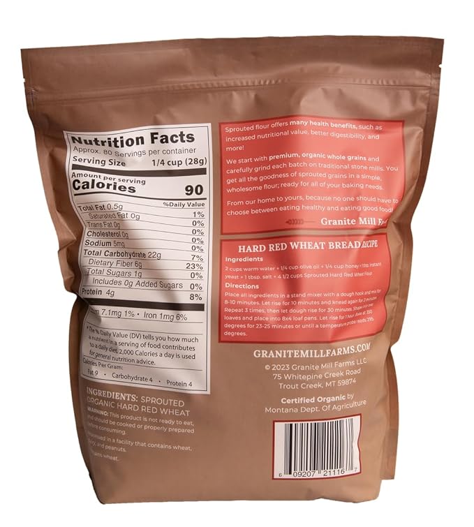 Granite Mill Farms Sprouted Organic Hard Red Wheat Flour, 5 lb