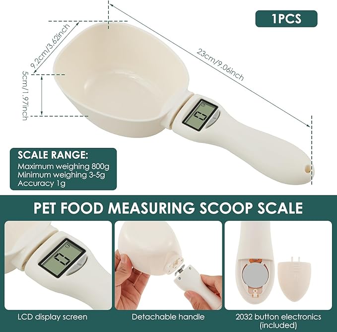 Digital Measuring Spoon, Weighing Food Measuring Scoop Scale, LCD Electronic Food Scale for Kitchen Gadgets, Baking Cooking Coffee, Pet Dog Cat Food, High Precision Grams Measuring Cup Fall Gifts