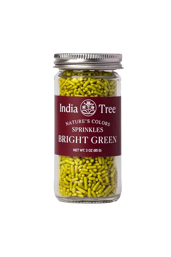 Bright Green Sprinkles – Vegan, Non‑GMO, Dye‑Free, Allergen‑Free, 3 oz Jar – India Tree Nature’s Colors