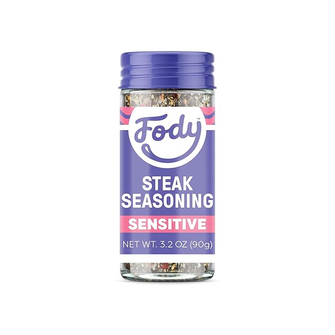 Fody Foods Steak Seasoning, 3.2 Oz, Garlic and Onion Free, Low FODMAP Certified, Gut & IBS Friendly, Vegan, Non-GMO, Gluten Free, Keto Friendly, Great for Grilling