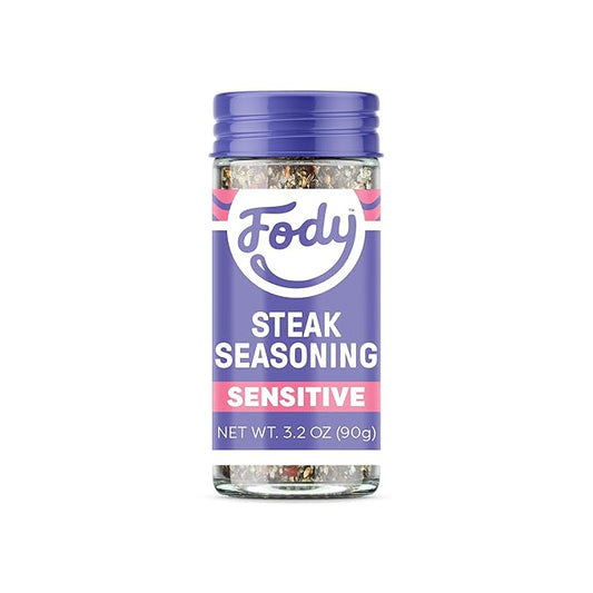 Fody Foods Steak Seasoning, 3.2 Oz, Garlic and Onion Free, Low FODMAP Certified, Gut & IBS Friendly, Vegan, Non-GMO, Gluten Free, Keto Friendly, Great for Grilling