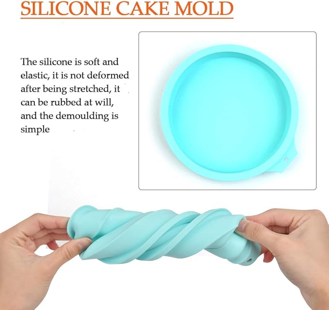 4 Pcs Layer Cake Pan Set, 8 Inch Silicone Round Cake Mold Rainbow Non-Stick Baking Tins for Jumbo Whoopie Pie Cake Vegetable Pancakes Taco Shells Pizza Crust Omelet Frittata and Resin Craft