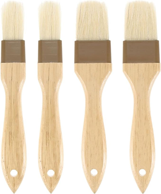2-Set Pastry Brush, Wooden Handle Natural Bristle Basting BBQ Oil Brush for Cooking/Barbecue/Kitchen [1 & 1.6 Inch]