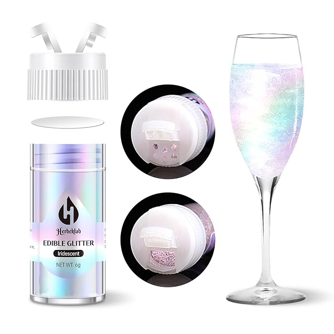 Iridescent Edible Glitter – 6g Rainbow Luster Dust Drink Glitter, Food Grade Shimmer Powder for Cocktails, Cakes, Beverages, Chocolate & Candy