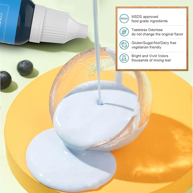 Food Coloring Liquid Eggs Dye Set - 12 Color Food Grade Food Color Edible Neon Cake Food Colorant for Cake Decorating Icing Cookies Supplies Kit, Slime Coloring, Fondant, 0.35 Fl. oz/Bottles