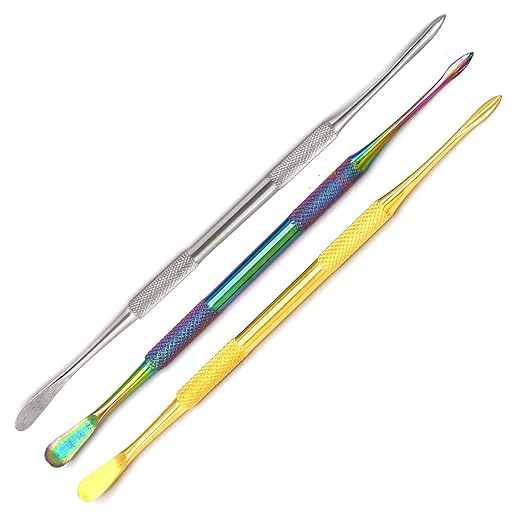 Stainless Steel Double-Sided Spear Point & Smoother Scoop Wax & Clay Sculpting Tool (3 Mix Colors)