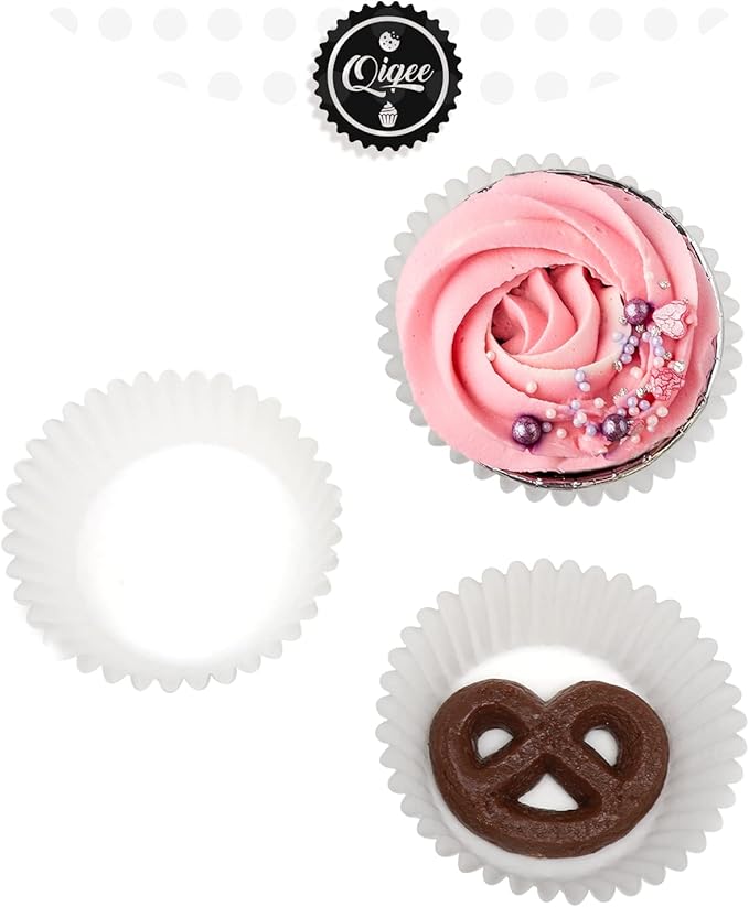 qiqee 500pcs Foil Cupcake Liners For Baking Standard Size Thick ＆ Sturdy Oil Resistance, 10 Color Baking Cups Muffin Liners Paper(Standard Size 2inch Bottom)