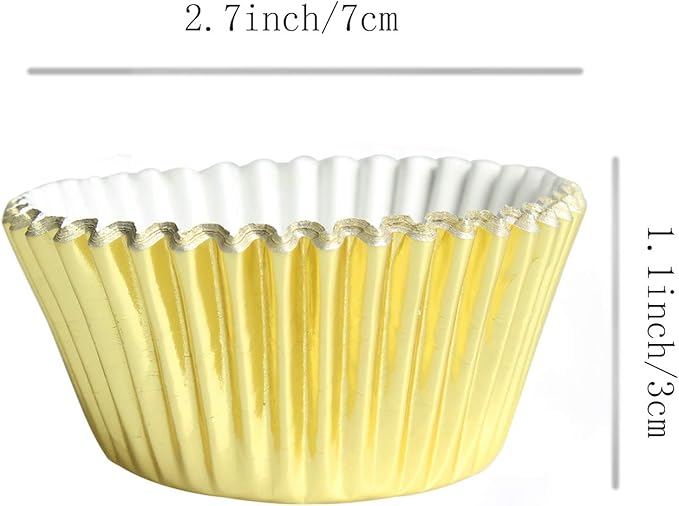 Gold-Foil Cupcake-Liners Paper-Baking-Cupcake,for Birthday Parties, Weddings,Standard Sized(pack of 100） …