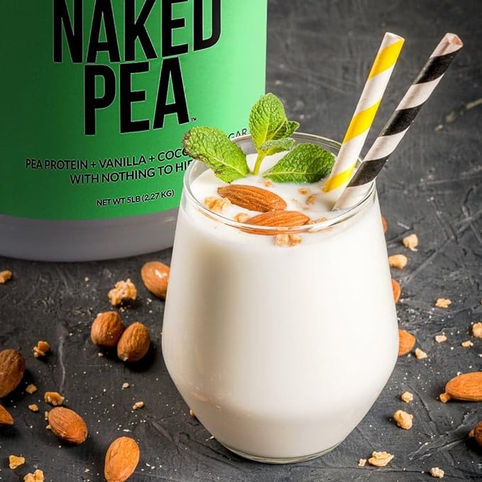 NAKED Vanilla Pea Protein Isolate from North American Farms, Only 3 Ingredients, Vanilla Vegan Protein, Gluten-Free, Soy Free, GMO Free - 1LB