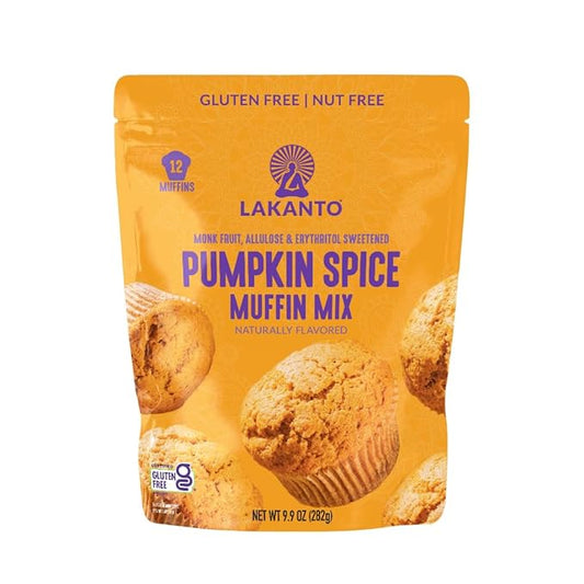 Lakanto Pumpkin Spice Muffin Mix - Gluten Free, Nut Free, Sweetened with Monk Fruit, Allulose, Erythritol, Pumpkin Spice Bread, Fluffy, Great Tasting, Easy to Bake (9.9 Oz)