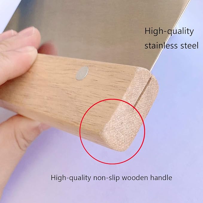 Dough Scraper, Stainless Steel Dough Divider Chopper Bread Scraper Cake Pastry Pizza Cutter Slicer with Wood Handle, 6 x 4-inch （1pcs）