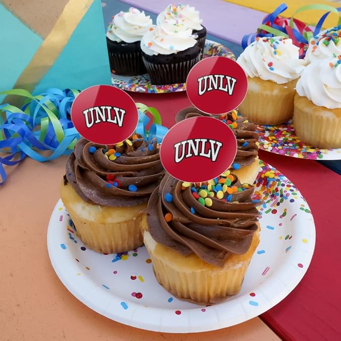 University of Nevada, Las Vegas Primary Logo Cupcake Picks Toppers Decoration Set of 6