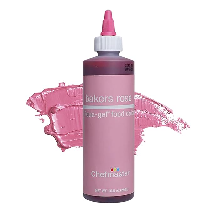 Chefmaster Bakers Rose Liqua-Gel® Food Coloring | Vibrant Color | Professional-Grade Dye for Icing, Frosting, Fondant | Baking & Decorating | Fade-Resistant | Easy-to-Use | Made in USA | 10.5 oz