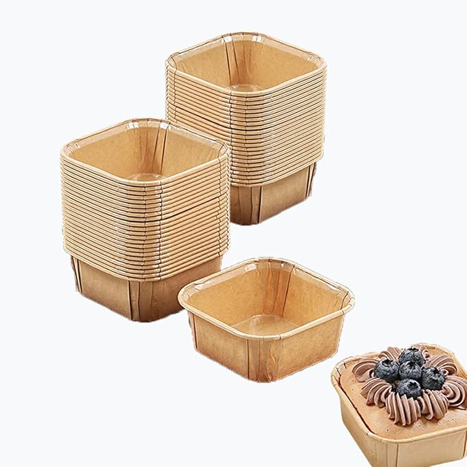 50Pcs Paper Loaf Pans for Baking, Parchment Cupcake Liners KraftPaper Loaf Pan, Disposable-Paper Baking Loft Mold for Microwave Freezer Oven Safe Display,Wedding Birthday Baby Shower Party Supplies