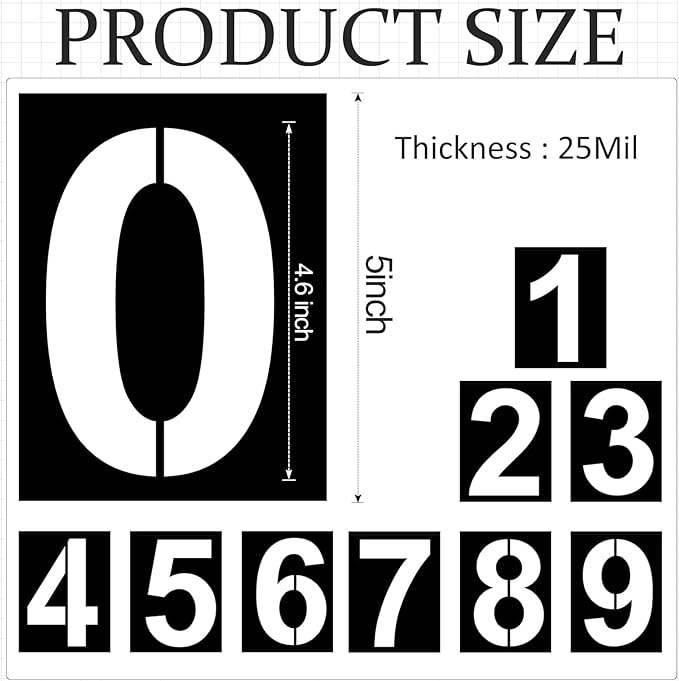 5 Inch Number Stencils Plastic Number Stencils Reusable Digital Painting Templates for Cake Stencil Address Painting Stencil Templates