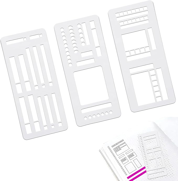 Handmade Flexible Record Template, Planner Stencil Set for Dot Grid Journals, DIY Flexible Drawing and Checklist Templates Suitable for Various Occasions (Set C)