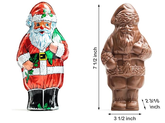 Madelaine Premium 3D Semi Solid Milk Chocolate Santa - American-Made & Swiss Formula - Individually Wrapped - Creamy Milk Chocolate Santa Total of 8oz