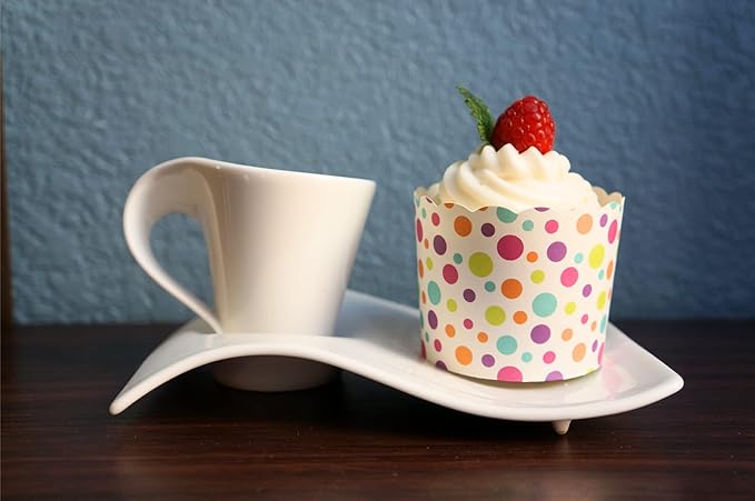 Paper Baking Cups (Polka Dots), Greaseproof Disposable Cupcake Liners (Multi, Large Cups (50-Pack))