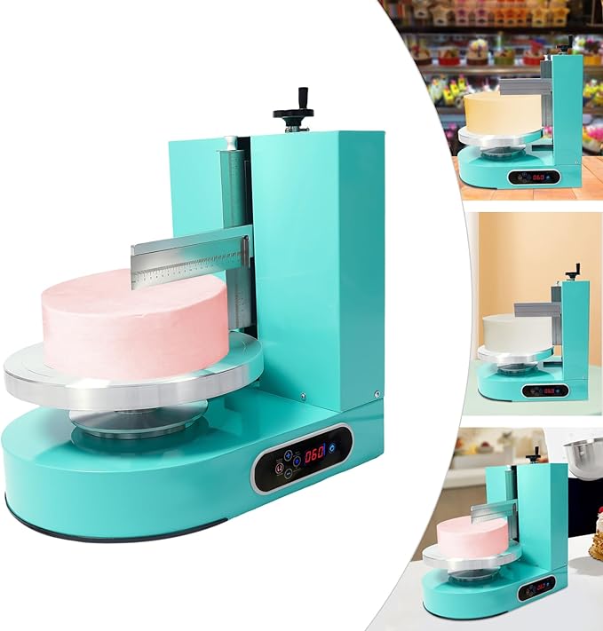 4-12inch Cake Cream Spreading Machine, Automatic Cake Butter Cream Spreading Machine Turntable with Adjustable Scraper, for Households, Dessert Shops (Green)