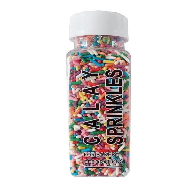 Sentovac Rainbow Soft Jimmies Sprinkles Edible for Cake Decorating Rainbow Sprinkles Sugar Candy Cookie Cupcake Topper Ice Cream Baking Decorations Wedding Halloween Christmas Supplies 3.35oz