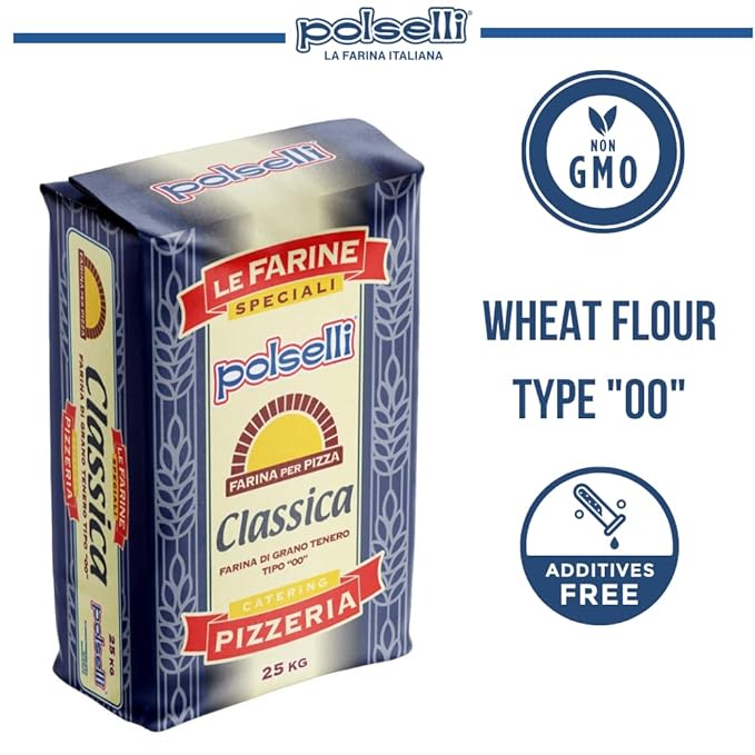POLSELLI Classica, Type 00 Double Zero Flour, All Natural for Pizza, Bread, Pasta, and Baking, 1 kg (2.2 lbs) (Pack of 2)