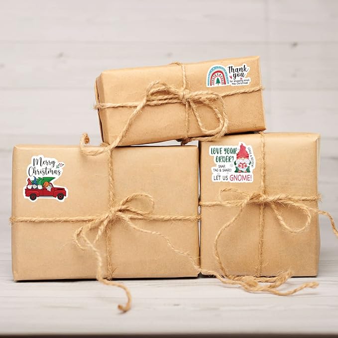 240 PCS Merry Christmas Gnomes Stickers for Small Business Envelopes, Packages, Handmade Goods, Bags - Cute Christmas Theme Shop Stickers for Envelope Seals