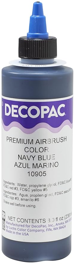 DecoPac Navy Blue Food Coloring, 8 Fl Oz Airbrush Food Color, Edible Airbrush For Cake Decorating, Cookie Airbrush Coloring, Food Airbrush Kit Add-on, Airbrushes For Cake Decorating 8Fl Oz