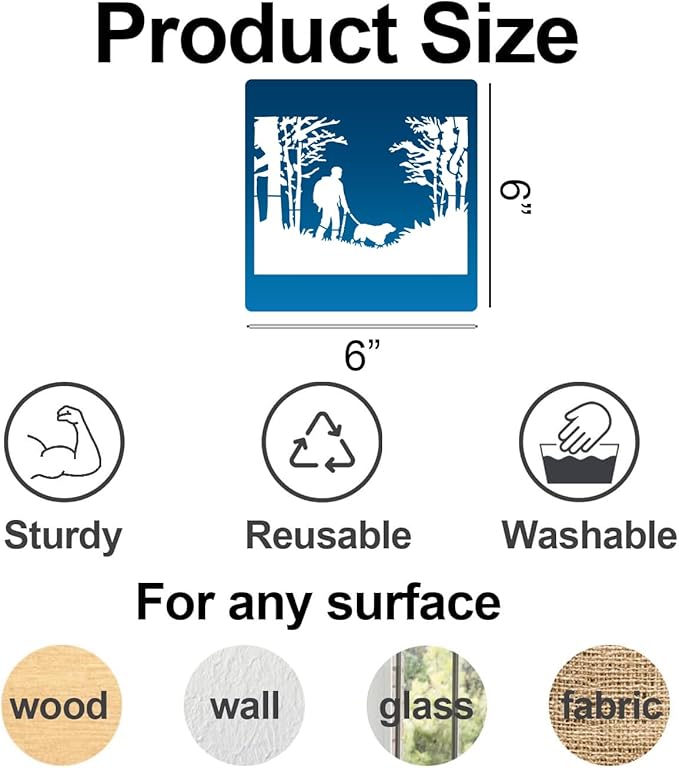 Wood Burning Stencils for Crafts Reusable Forest Wildlife Stencils Mountain Scene Stencil for Painting on Wood Fabrics DIY Crafts