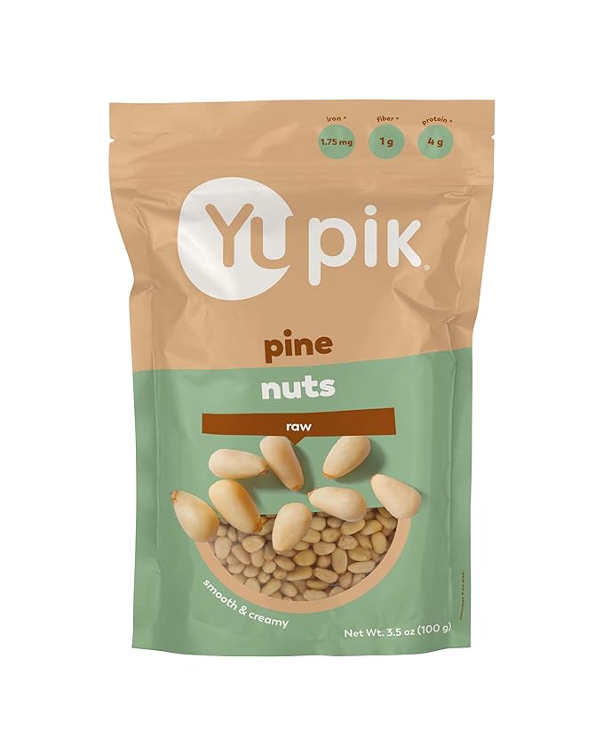 Yupik Pine Nuts, 3.5 Oz, Gluten-Free, Kosher, Smooth & Creamy Pine Kernels, Raw Nuts, Shelled, Unsalted, Unroasted, Oil-Free, Source of Iron