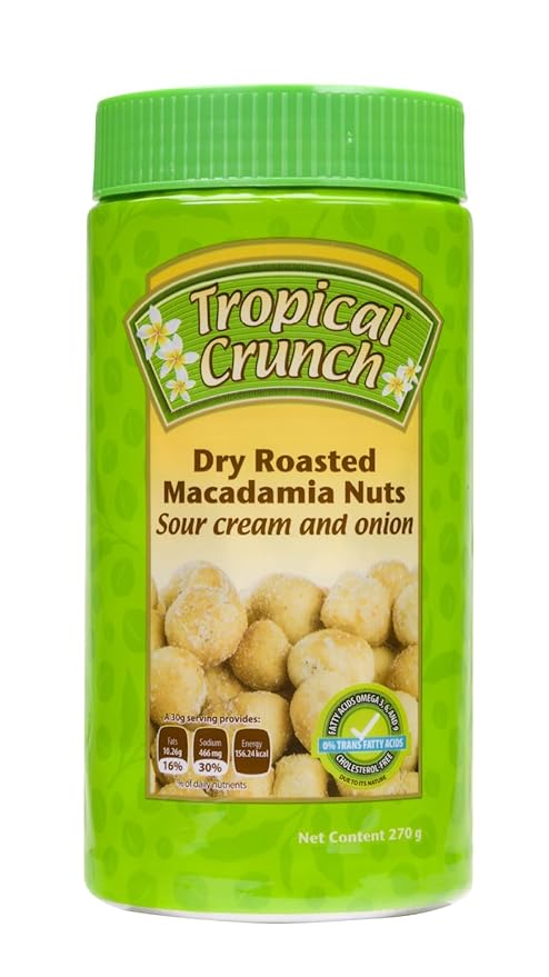 Tropical Crunch Macadamia Sour Cream & Onion – Oven-Baked Gourmet Snack, Gluten-Free, Savory Flavor, 270g