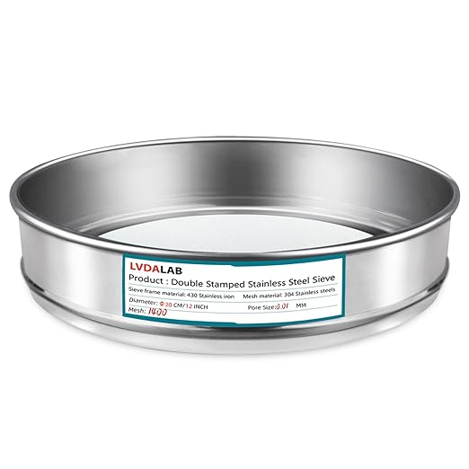 304 Stainless Steel Lab Sieve Screen Mesh, 1400 Mesh(0.01mm) Aperture Test Sieve, 12Inch(30cm) Diameter Economy Standard Analysis Sample Test Sieves for Industrial Laboratory Homes