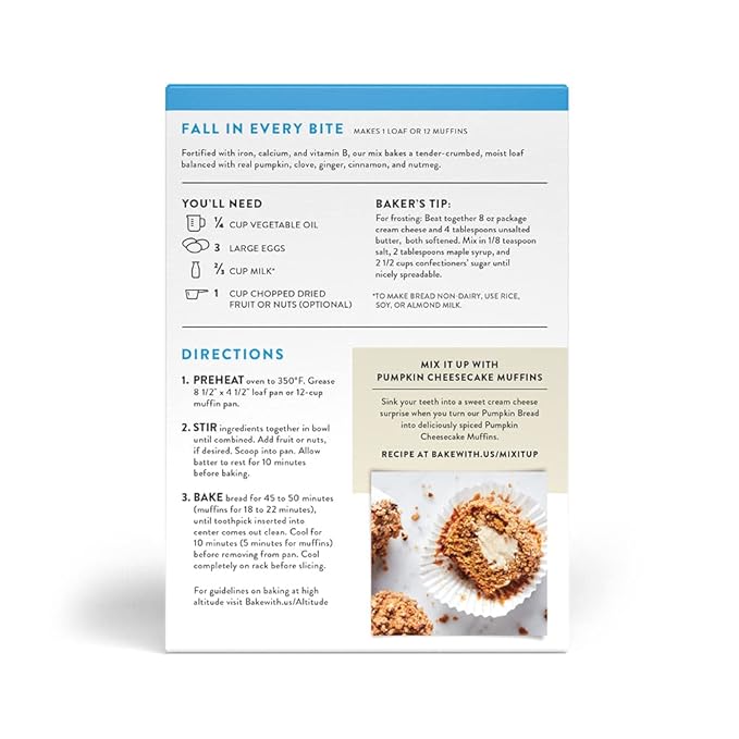 King Arthur, Gluten Free Pumpkin Bread + Muffin Mix, Gluten-Free, Non-GMO Project Verified, Certified Kosher, 12 Ounces (Pack of 2)