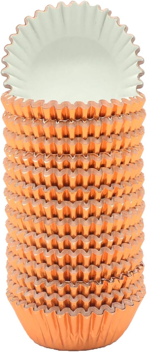 Mini Orange Foil Cupcake Liners Muffin Baking Cups for Party and More, 300-Count