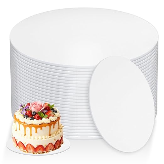 Cake Base Boards 12 Inch Rounds, 1/4" Thick Cake Rounds for Heavy Tiered Cakes, Cardboard Round Stand to Decorate and Transport Cakes (24)