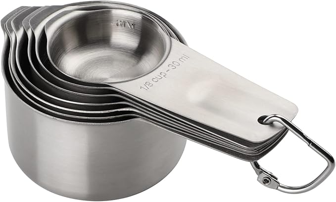 Measuring Cups and Spoons Set Stainless Steel 7 Stackable Measuring Cups 8 Nesting Measuring Spoons and 1 Leveler for Dry and Liquid Ingredients