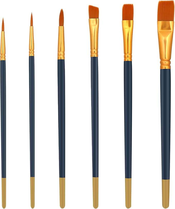 6 PCS Food Safe Paint Brushes, Blue Cake Decorating Brushes Set for Dusting Edible Glitter and Painting with Edible Color, Candy Decorating Brush for Cookie Cake Pastry Baking Fondant Decoration