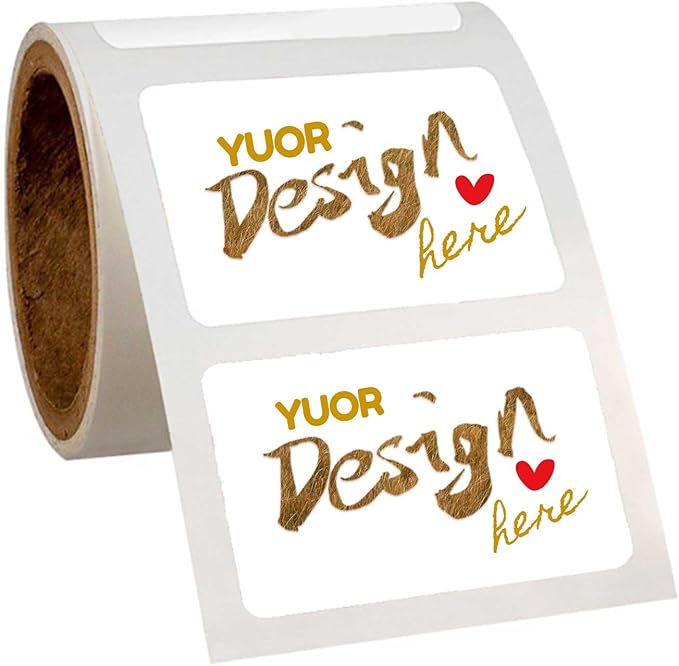 Custom Sticker Rolls Labels Personalized Any Logo, Picture, Text Customized Name Labels 100-500pcs Waterproof (rectanglaur)