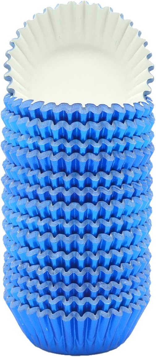 Mini Blue Foil Cupcake Liners Muffin Baking Cups for Party and More, 300-Count