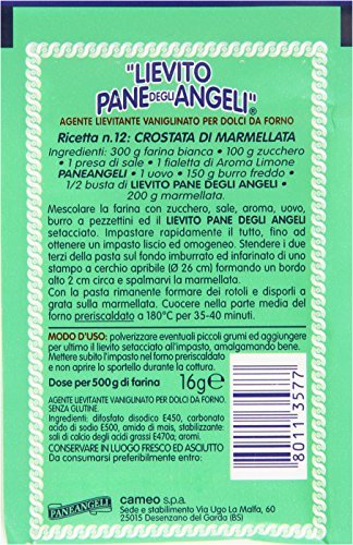 Paneangeli: "Lievito Pane degli Angeli" Vanilla Yeast - 16gr Packages (Pack of 4) [ Italian Import ]