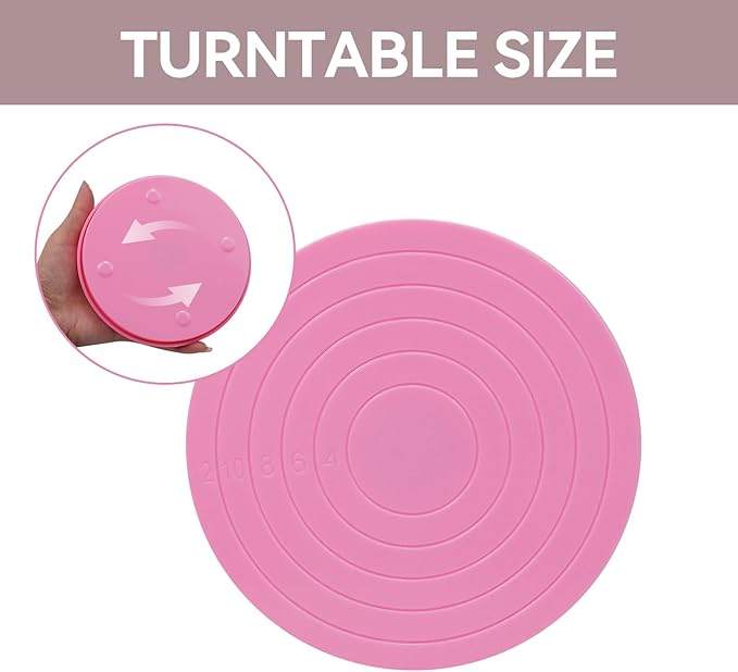 2Pcs Cake Decorating Turntable,5.5inch Rotating Turntable, Turns Smoothly Revolving Cake Stand Decorating Baking Tools Accessories Supplies for Cookies Cupcake,Pink