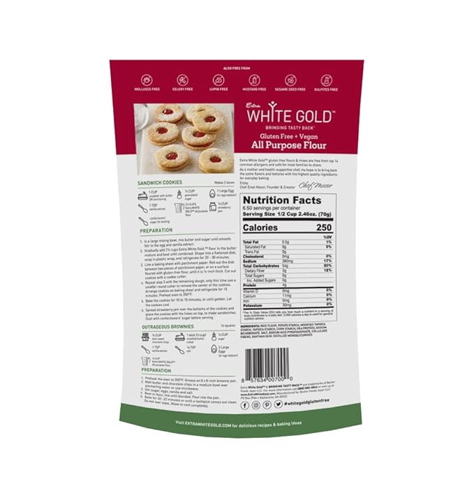 Extra White Gold All Purpose Flour - Gluten Free Flour Blend for Baking and Cooking - Kosher, Vegan, Soy Free, Nut Free, Dairy Free - 15.9 Ounces (2 Pack)