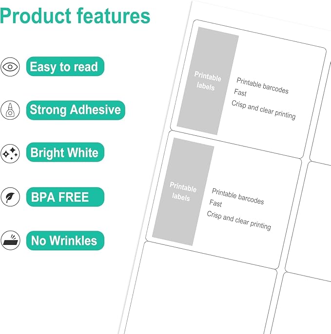 L LIKED Printable Shipping Address Labels, 500 Sheets, 3-1/3" x 4" Sticker Labels for Laser/Inkjet Printing, Matte White - 3000 PCS Labels.
