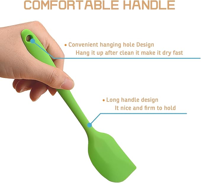 Silicone Spatula, 11 inch Rubber Spatulas Heat Resistant Cooking Utensil Set Non-Stick Flexible Baking Spatulas with Stainless Steel Core for Cake/Cream/Butter/Batter Mixing/Cooking (4-Piece)